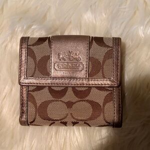 Coach Tan and Gold Signature Wallet